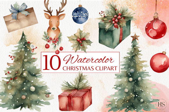 10 Watercolor Christmas Clipart Set: Illustrations Review
