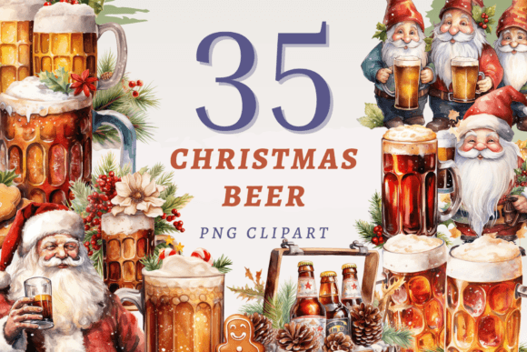Christmas Beer PNG Bundle: Festive Illustrations