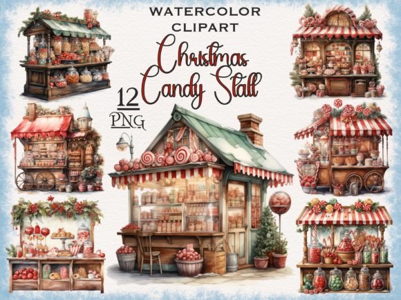 Christmas Candy Market PNG Bundle: Festive Illustrations