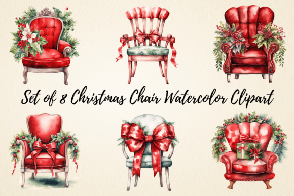 Christmas Chair Watercolor Clipart & Illustrations Review