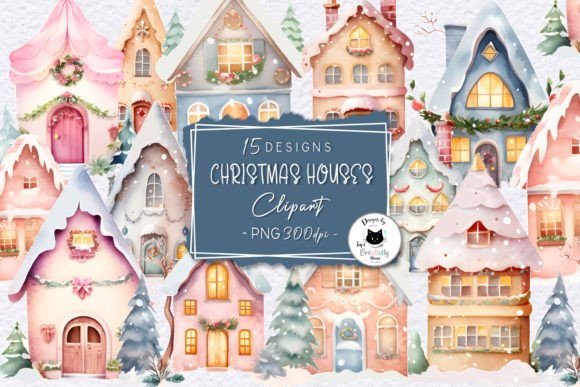 Christmas Clipart Winter House PNG Illustrations