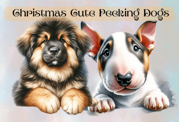 Christmas Cute Peeking Dogs Clipart No18: Illustrations Review