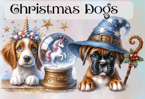 Christmas Dog Sublimation No 15: Festive Illustrations