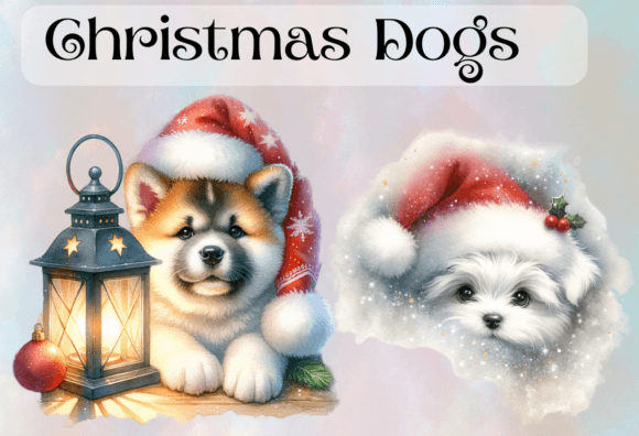 Christmas Dog Sublimation No 17: Festive Illustrations