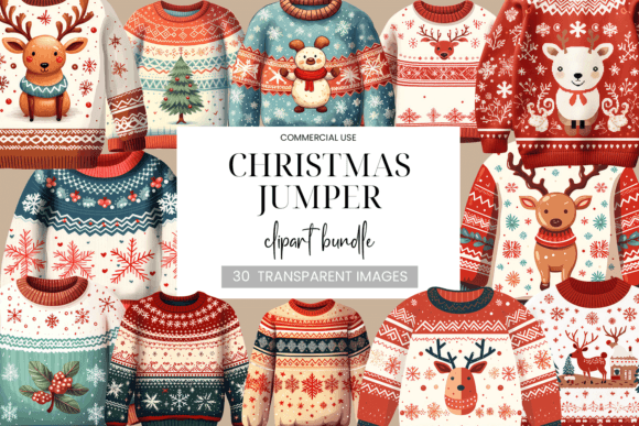 Christmas Jumper Clipart Bundle: Festive Illustrations