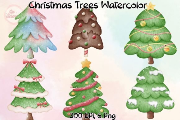 Christmas Trees Watercolor Sublimation: Illustrations Review