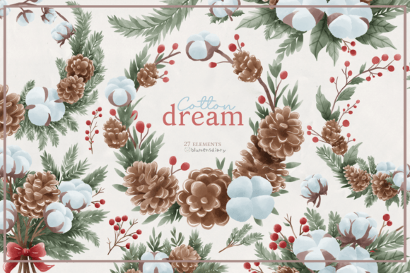 Cotton Dream Christmas Florals: Watercolor Illustrations