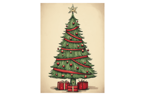 Festive Tree Christmas Card: Premium Illustrations