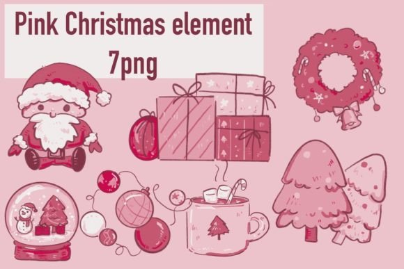 Pink Christmas Element: Illustrations for Modern Design