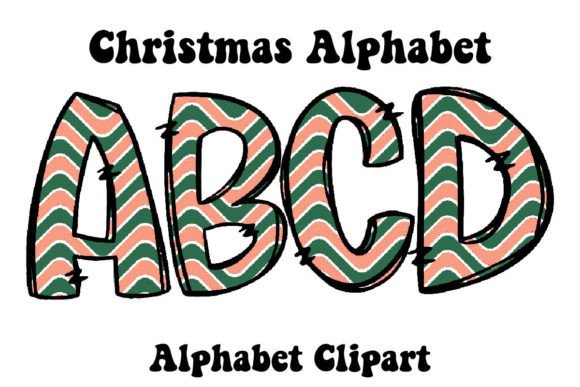 Retro Christmas Alphabet Doodle X Mas Illustrations