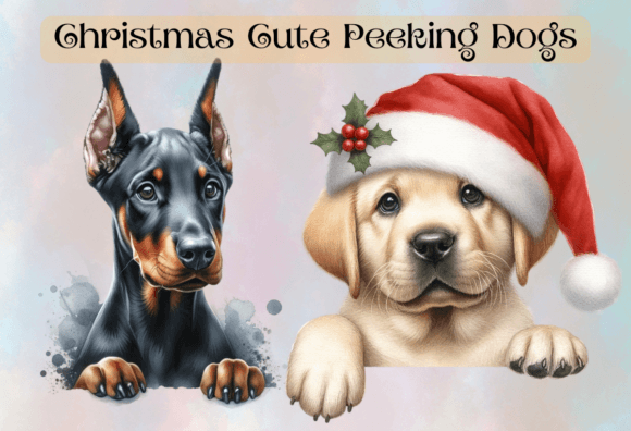 Review: Christmas Cute Peeking Dogs Clipart No 9 Illustrations