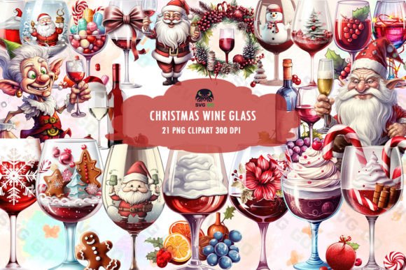 Review: Christmas Wine Glass Sublimation Clipart for Embroidery