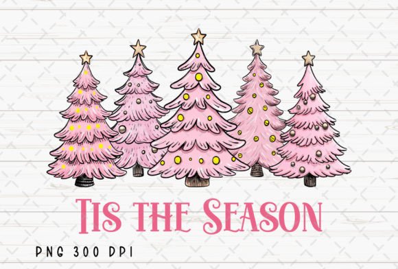 Tis the Season Pink Christmas Tree PNG: Illustrations