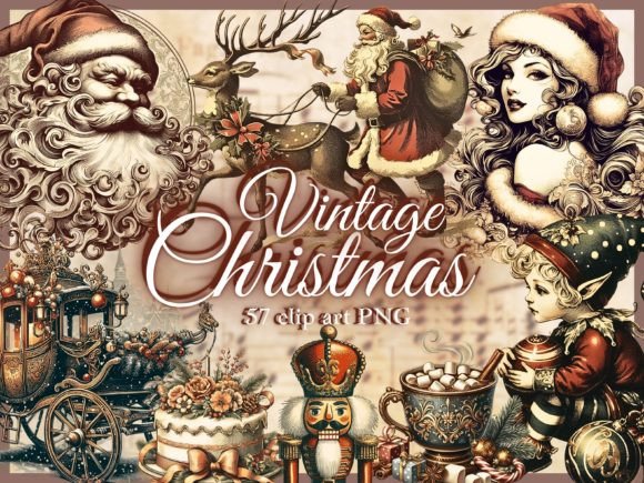 Vintage Christmas Clipart: Festive Illustrations