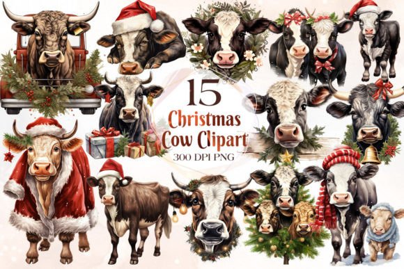 Vintage Christmas Cow Clipart: A Designer’s Review