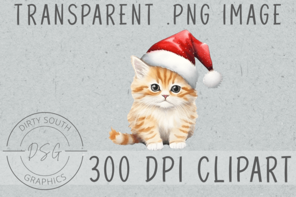 Watercolor Christmas Baby Kitten Illustrations