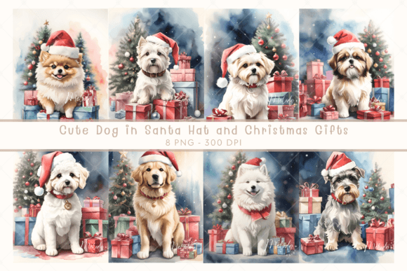Watercolor Dog & Gifts: Festive Illustrations